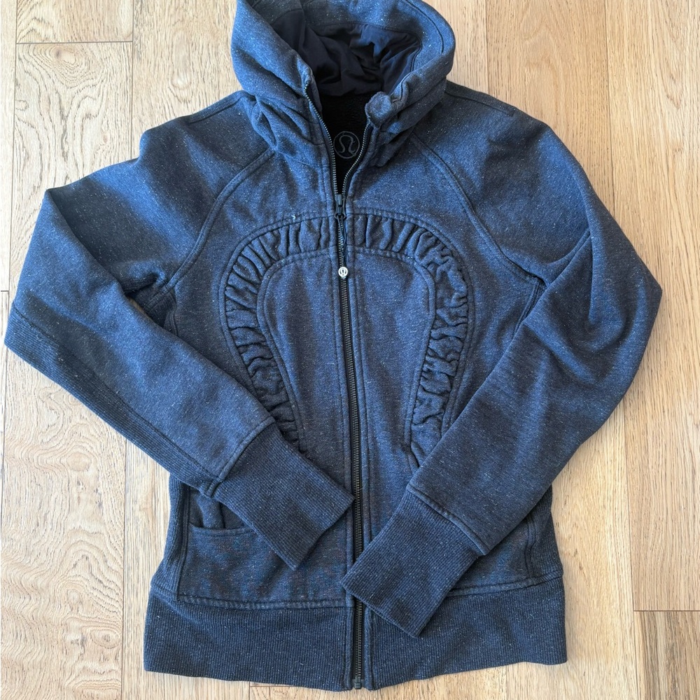 lululemon athletica Women's Charcoal Ruched Front Zip Hoodie